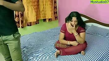 A frustrated Indian housewife engages in passionate sex with a young man, despite his small penis